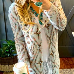 Annabelle Long Cardigan Sweater Boho Western Vintage 70s Inspired